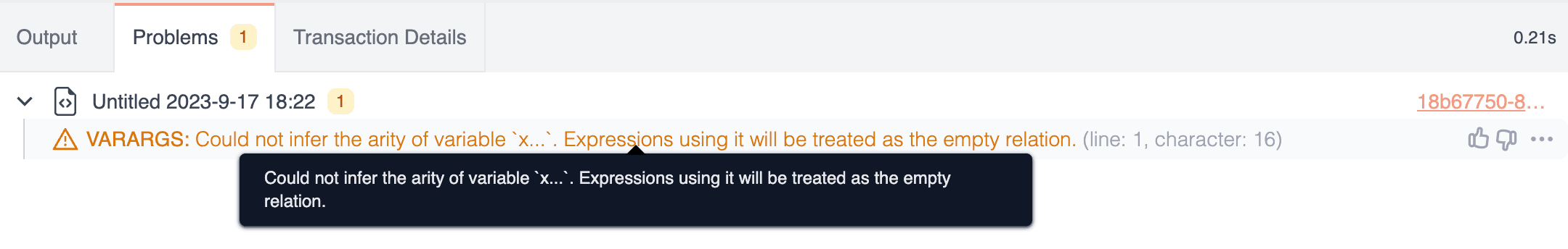 Error example from the RAI Console
