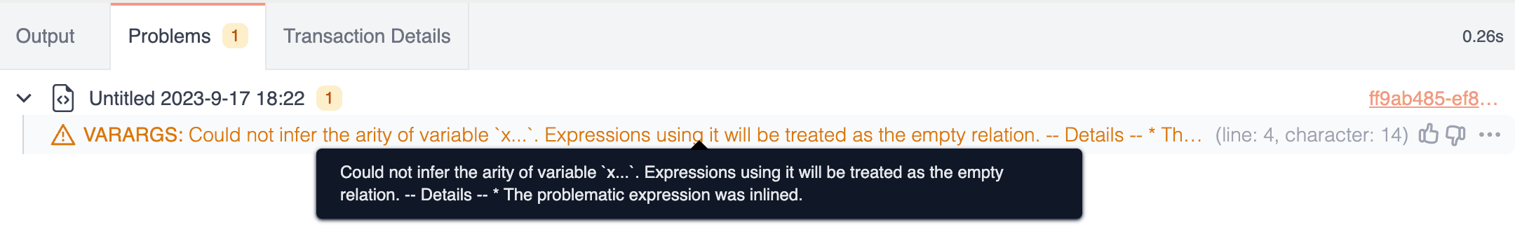 Error example from the RAI Console