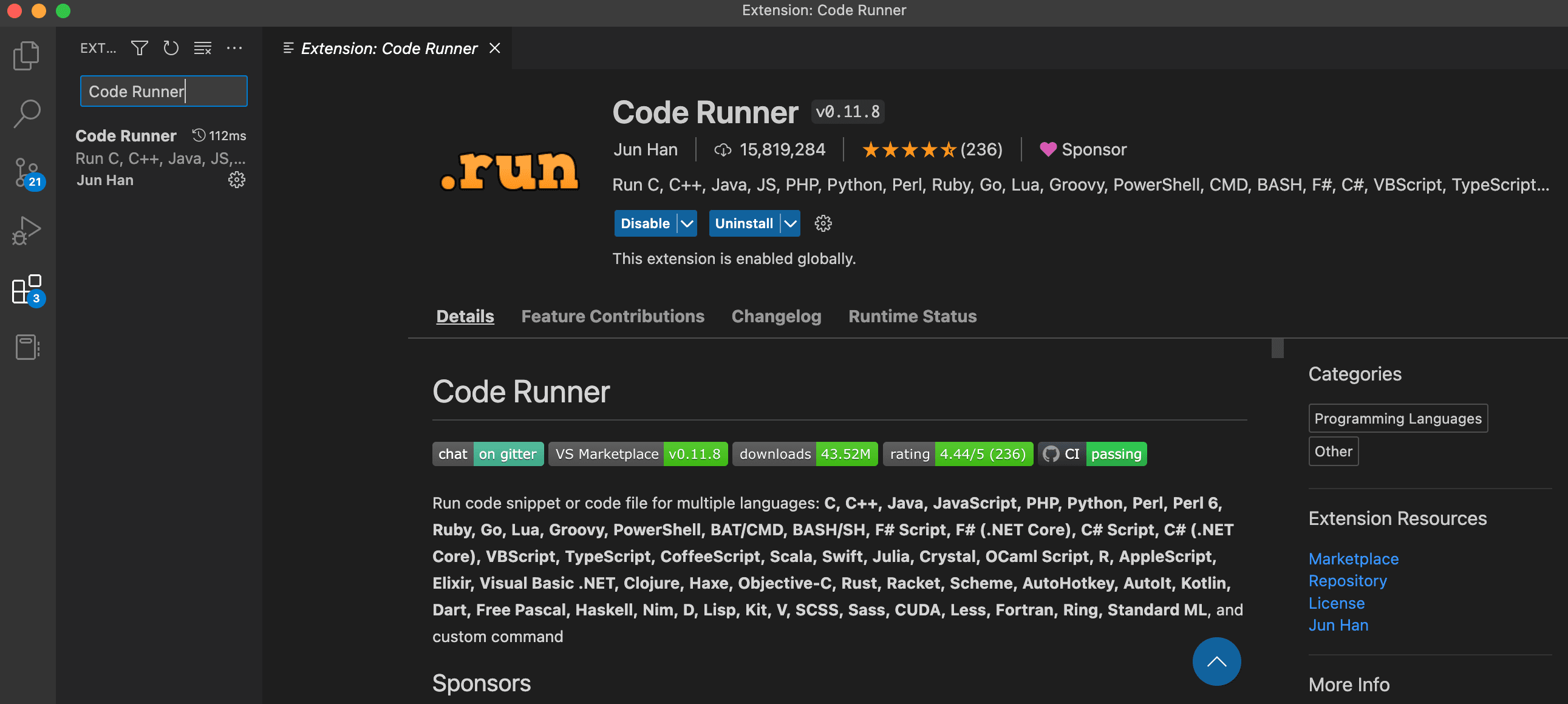 Install Code Runner
